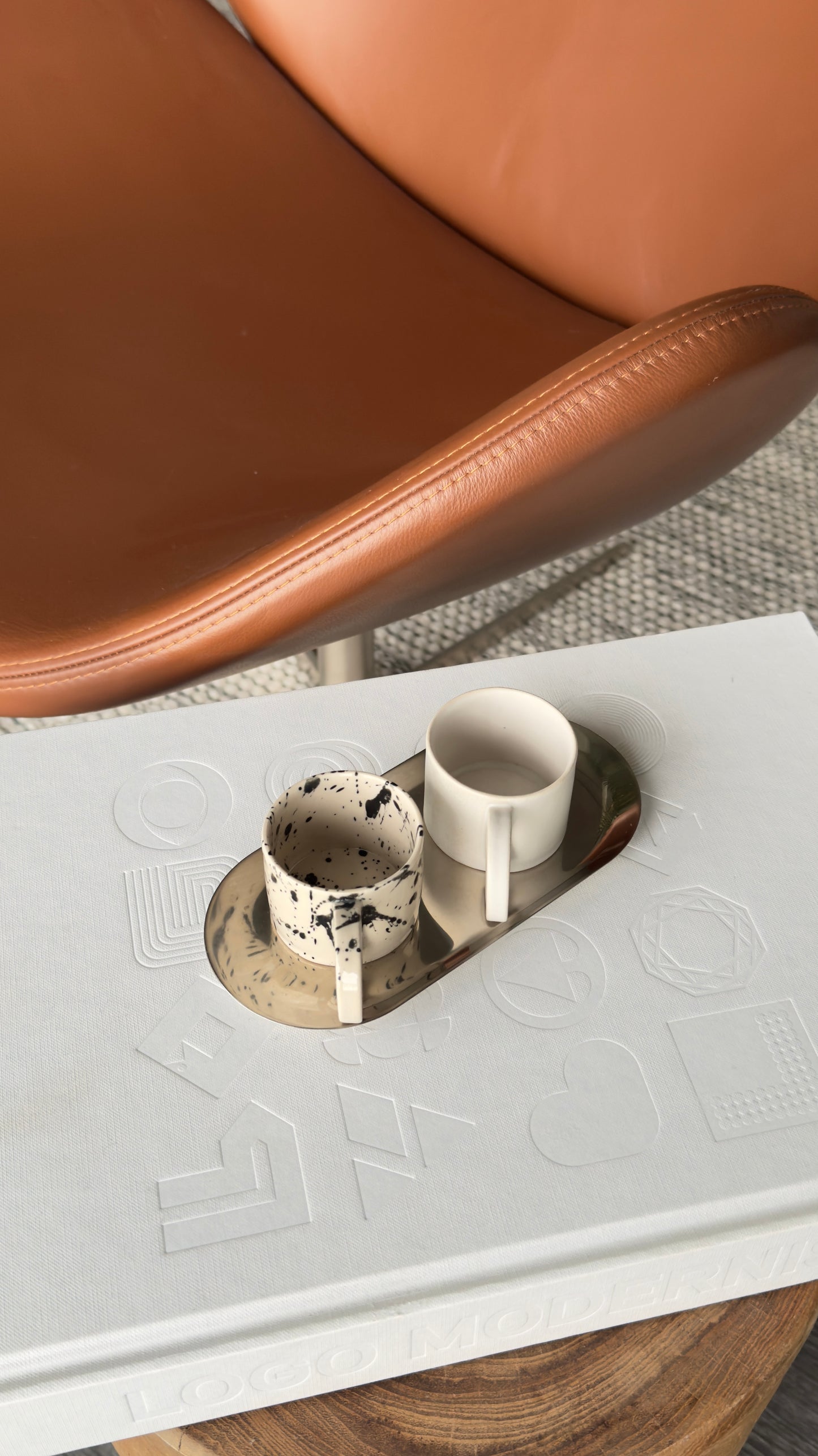 Espresso cups with metal tray set