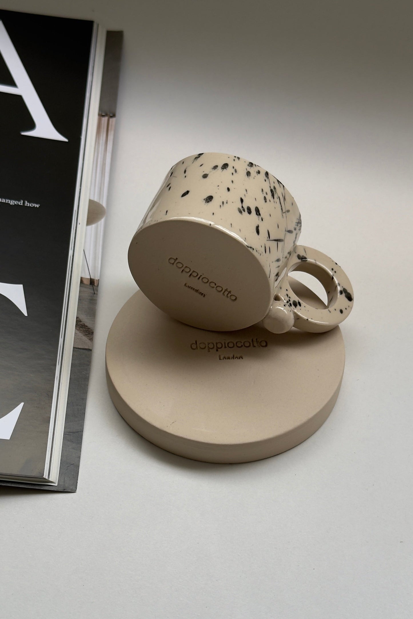 3 oz / 90 ml handmade stoneware coffee cup with saucer
