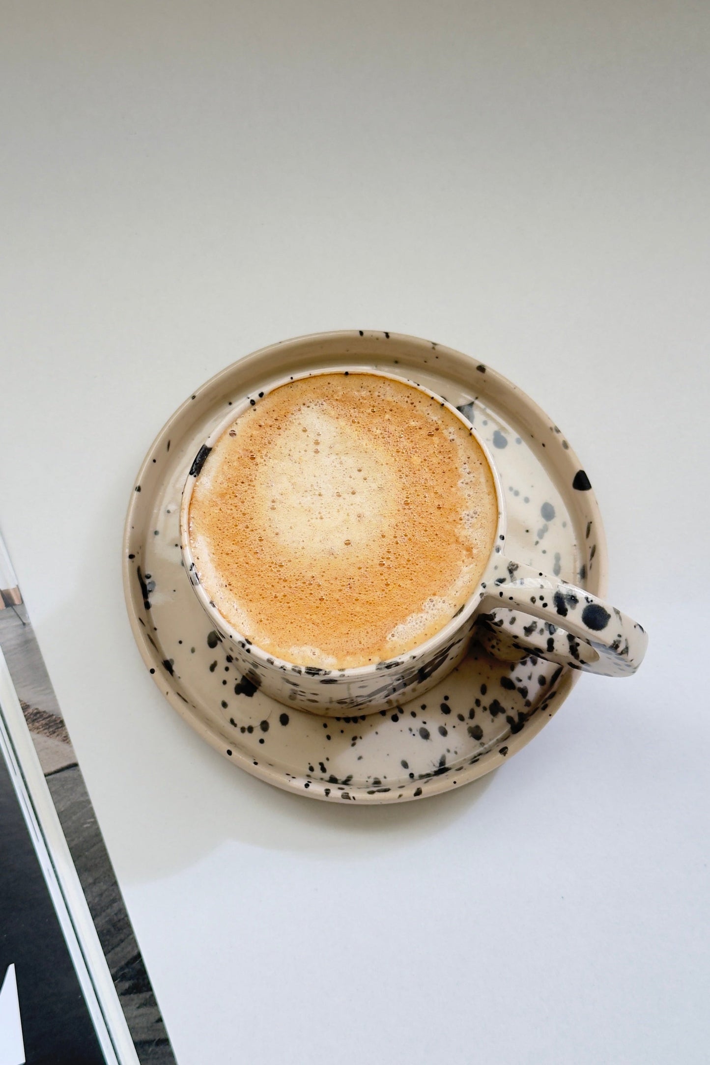 3 oz / 90 ml handmade stoneware coffee cup with saucer
