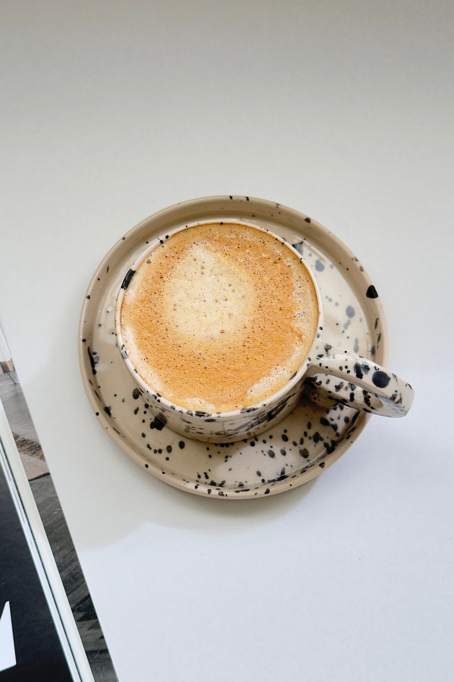 3 oz / 90 ml handmade stoneware coffee cup with saucer
