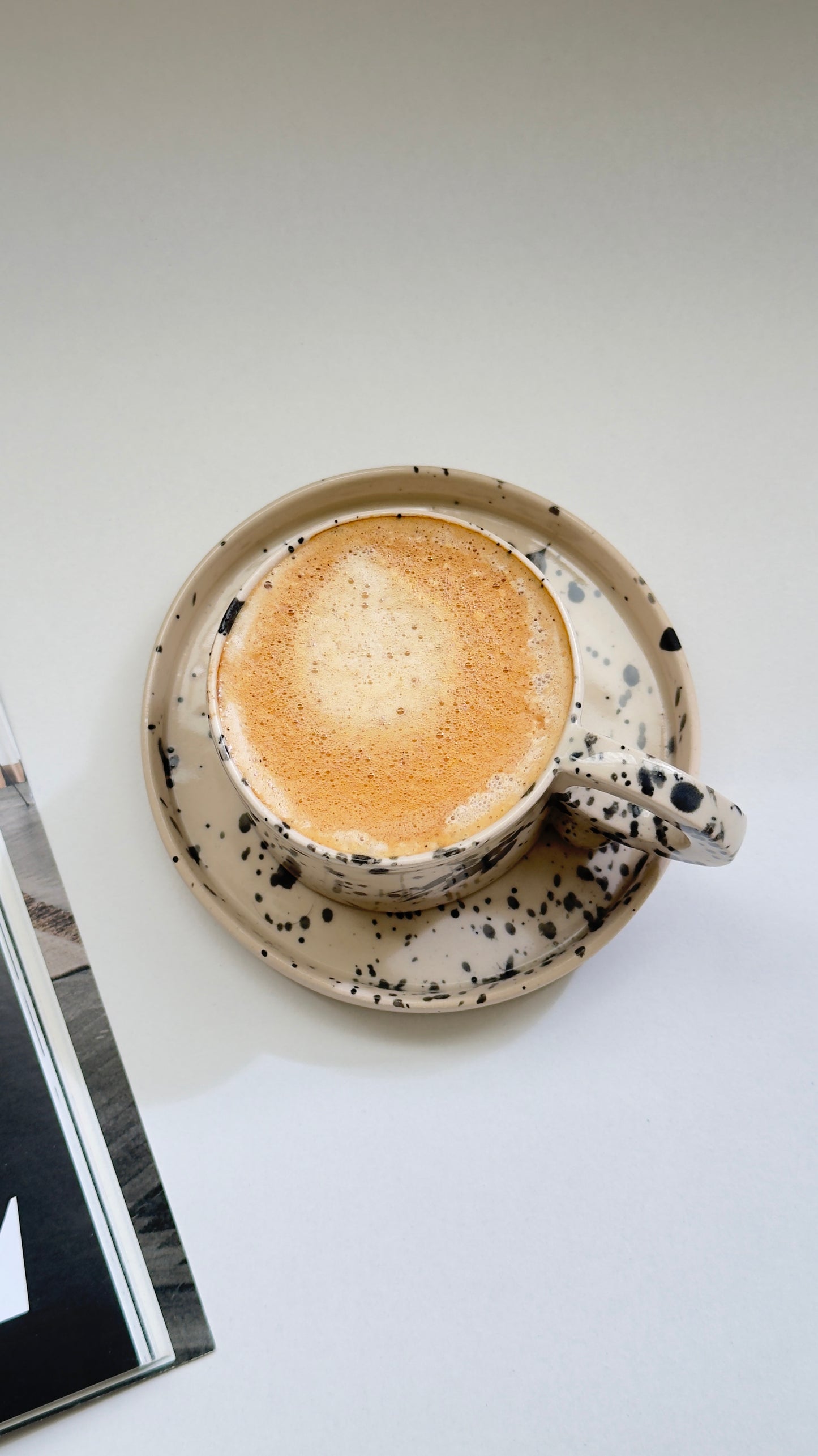 3 oz / 90 ml handmade stoneware coffee cup with saucer