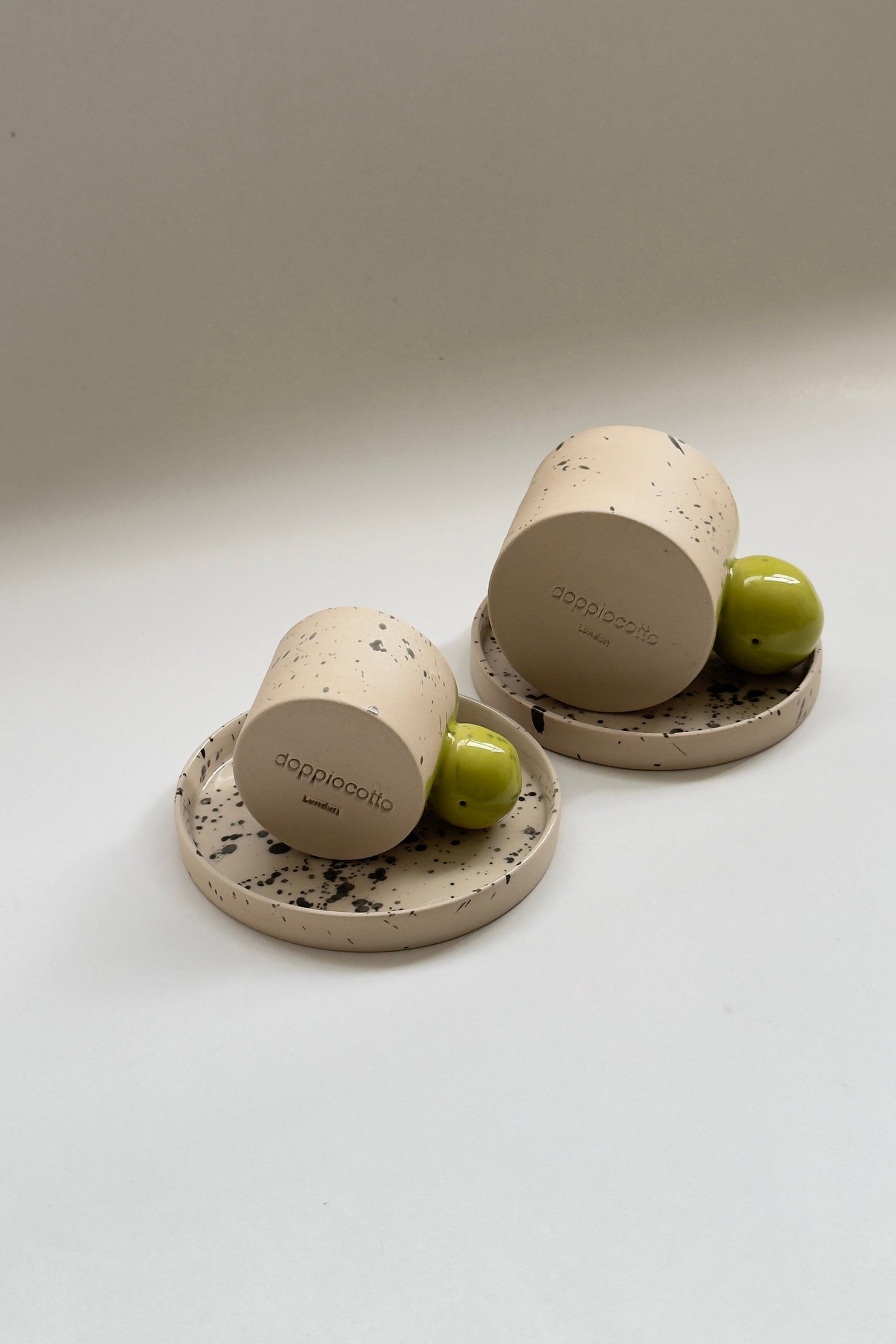 150 ml Beige with green colour ball handle cup and saucer set