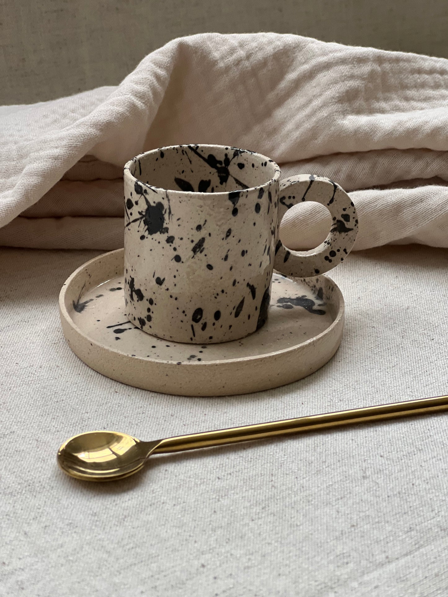 Stoneware Cup with Saucer 90 ml / 3 oz