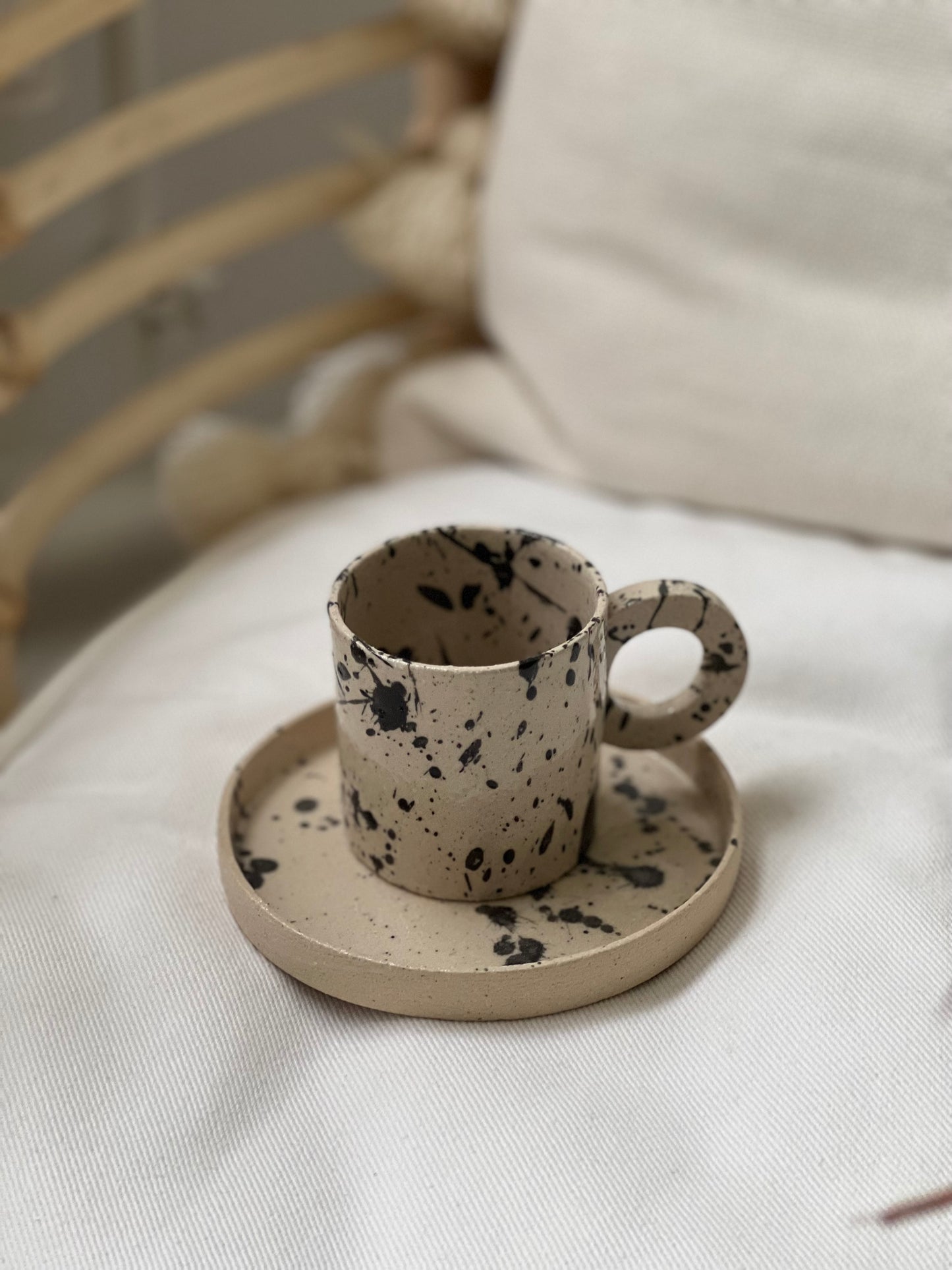 Stoneware Cup with Saucer 90 ml / 3 oz