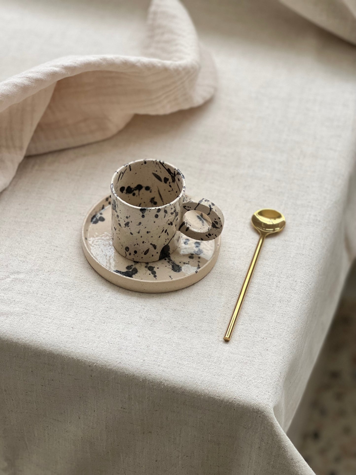 Stoneware Cup with Saucer 90 ml / 3 oz