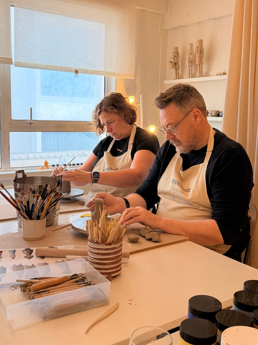 Pottery made at a workshop in the Doppiocotto studio, Waterloo