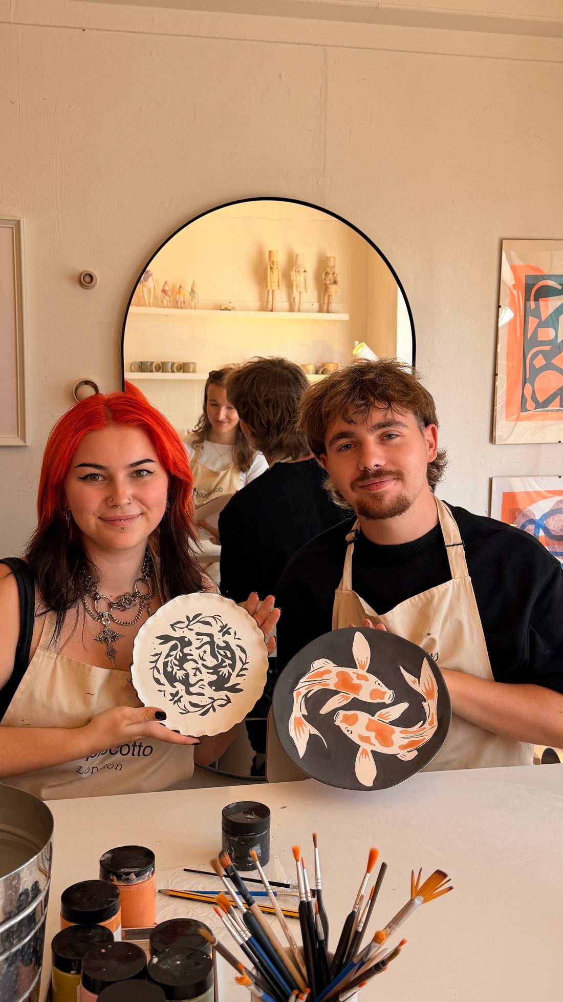 Pottery made by friends at an evening session in the Doppiocotto studio, Waterloo
