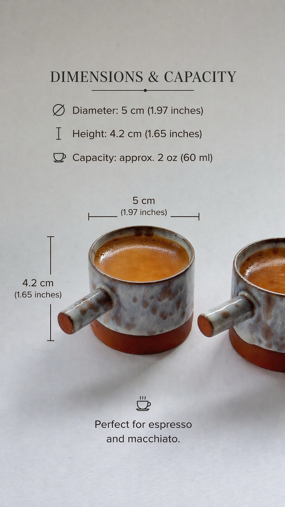 Terracotta with white glaze 60 ml espresso cup