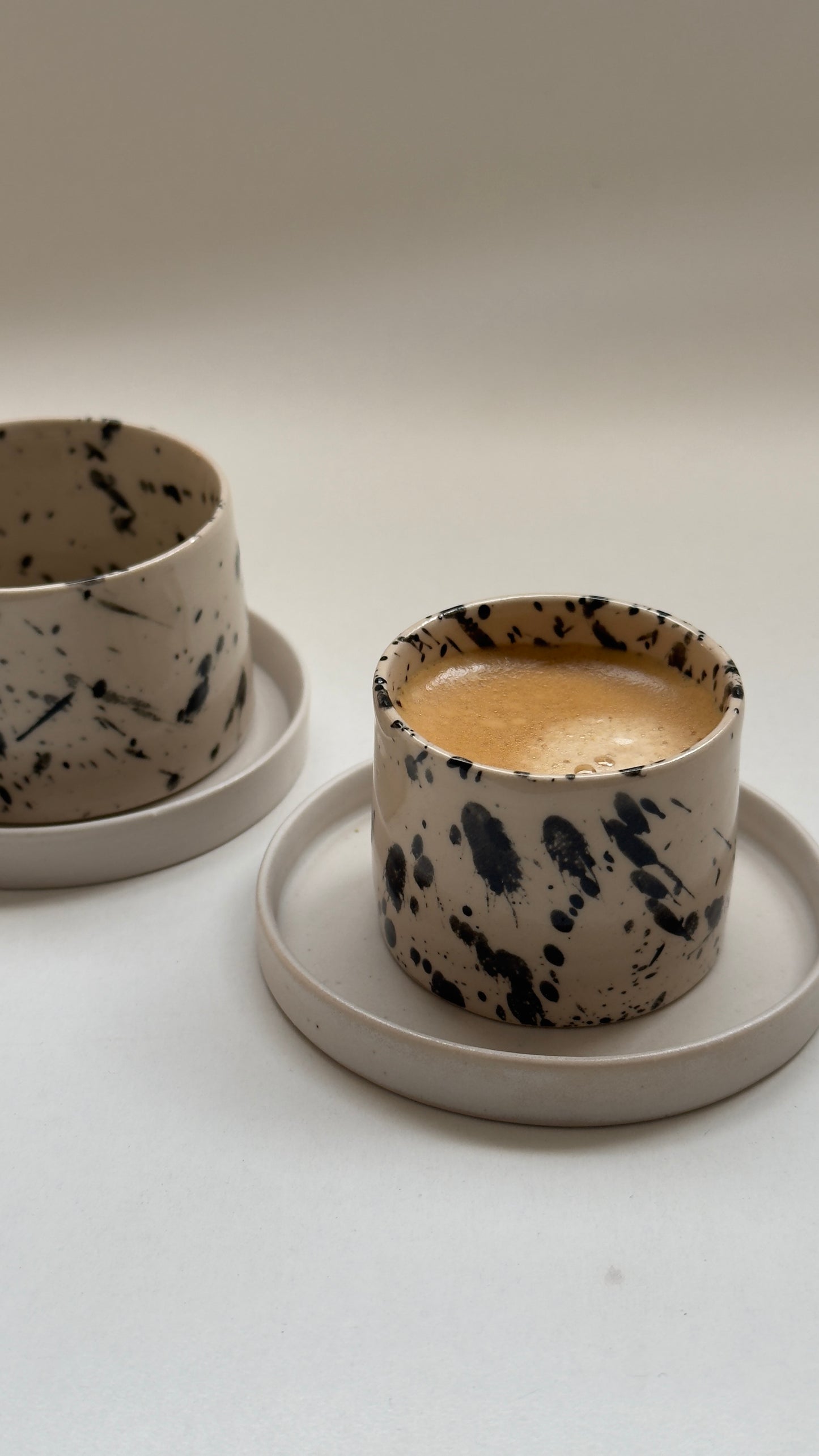 2 oz handmade ceramic espresso cup with matching saucer