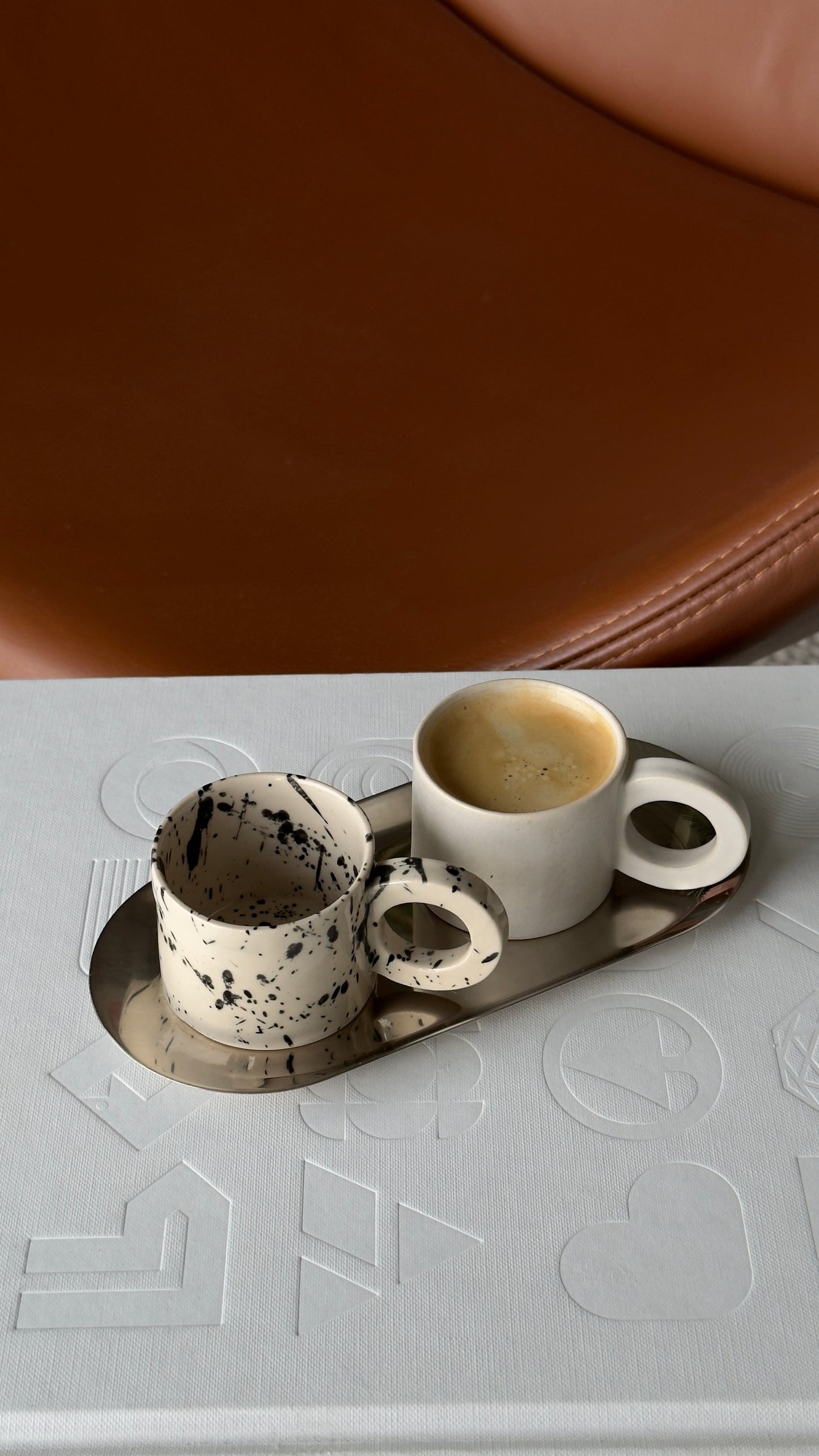 Espresso cups with metal tray set