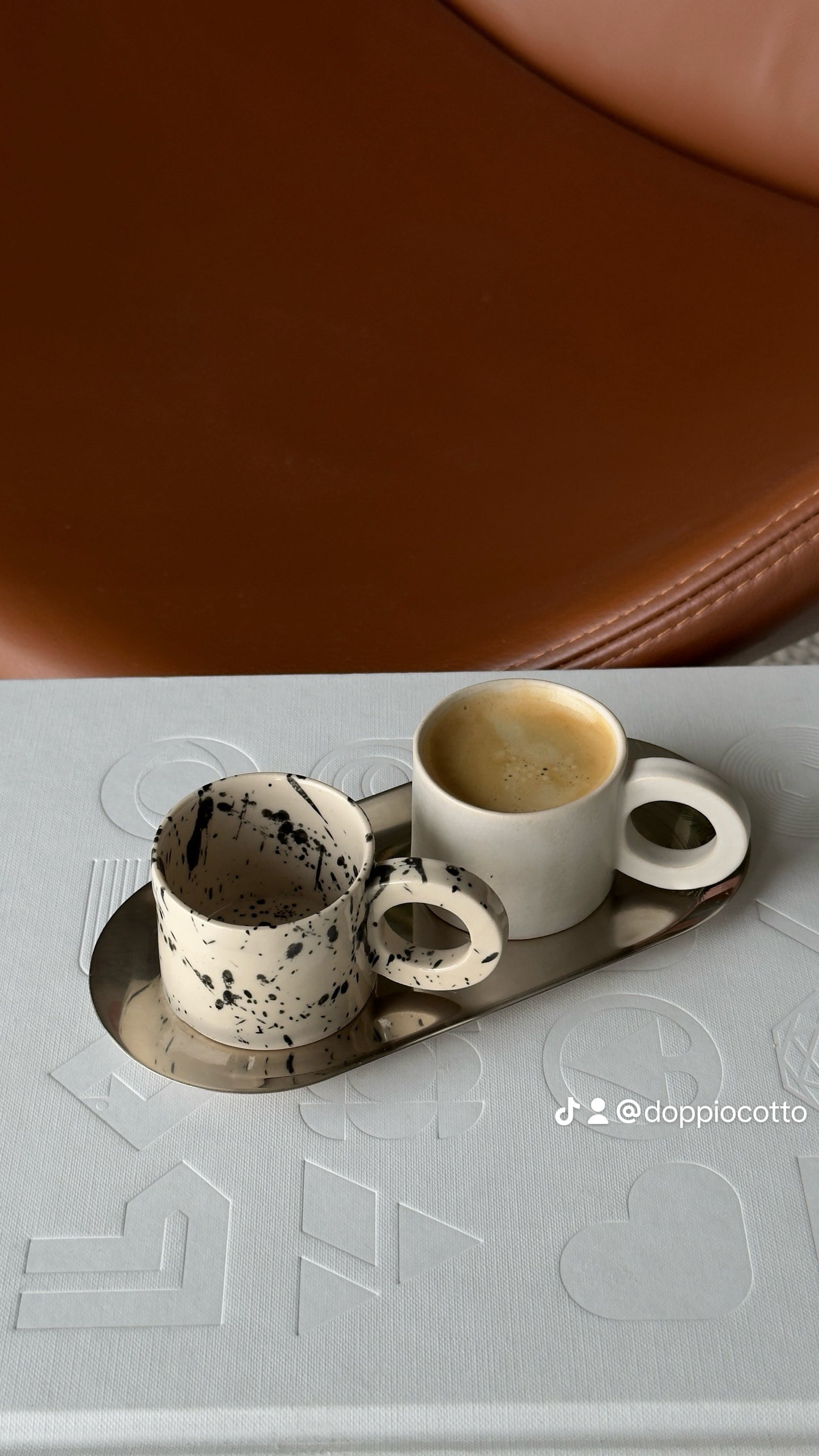 Espresso cups with metal tray set