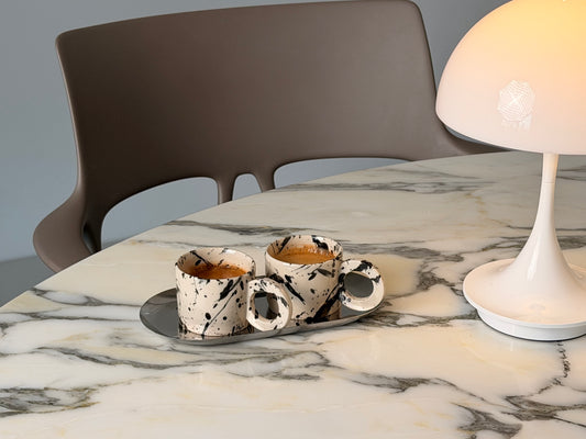 Handmade Espresso Cup Set of Two with Tray