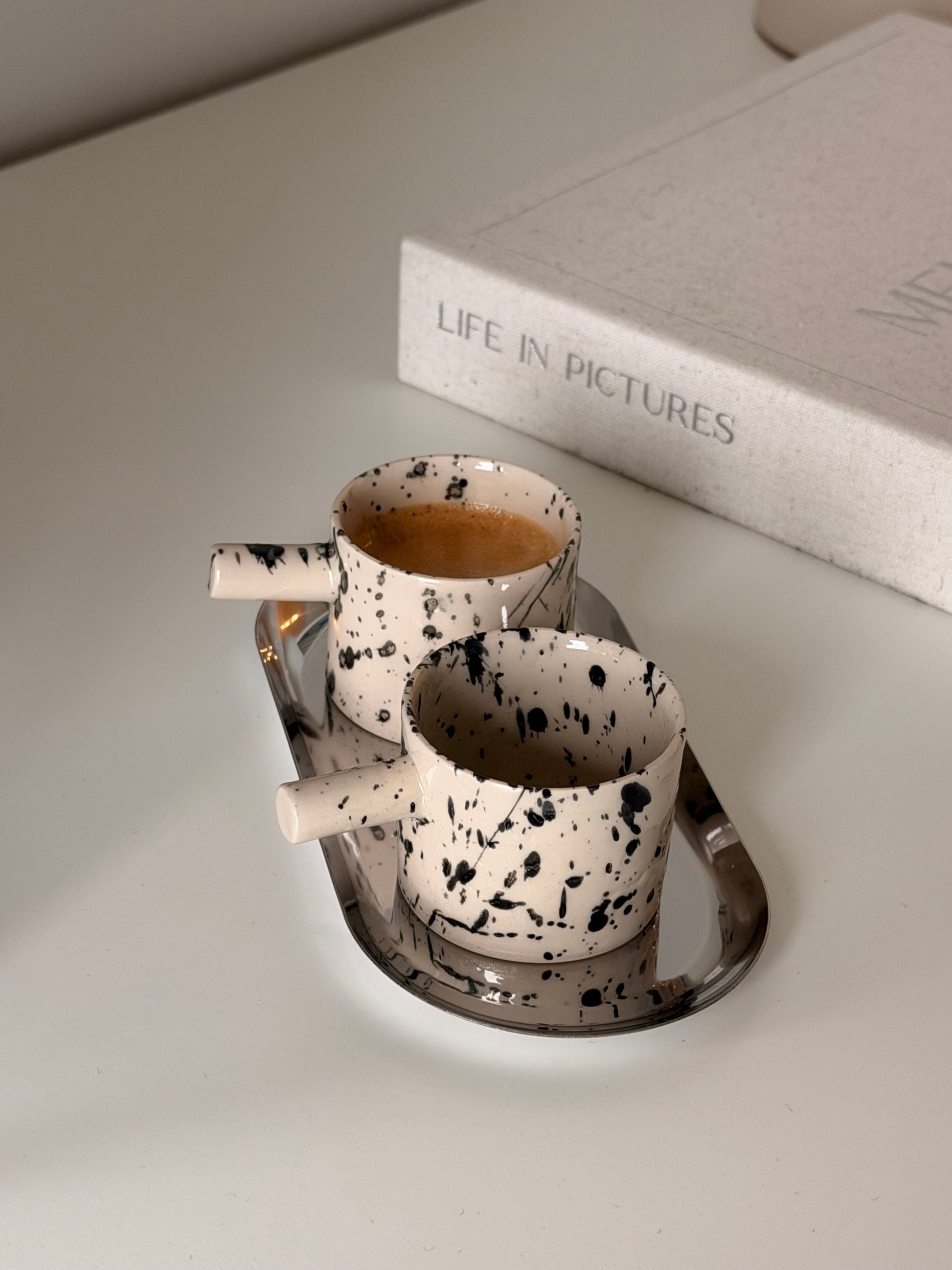Handmade British stoneware coffee cups dishwasher and microwave safe