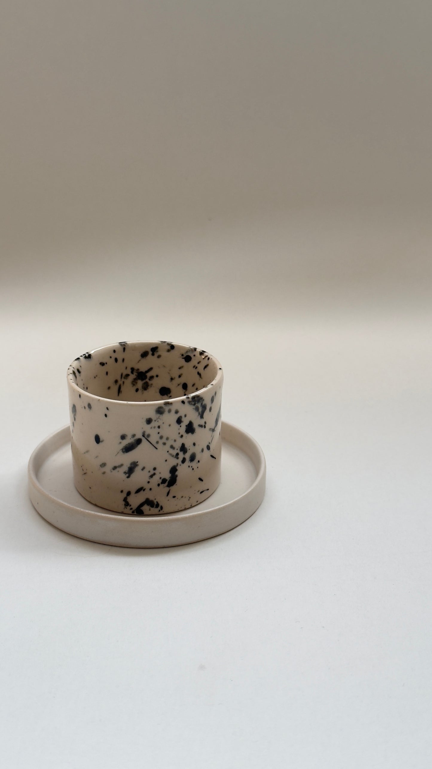 British stoneware handleless espresso cup handcrafted in small batches