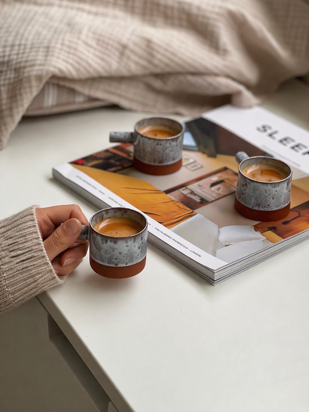 Terracotta with white glaze 60 ml espresso cup