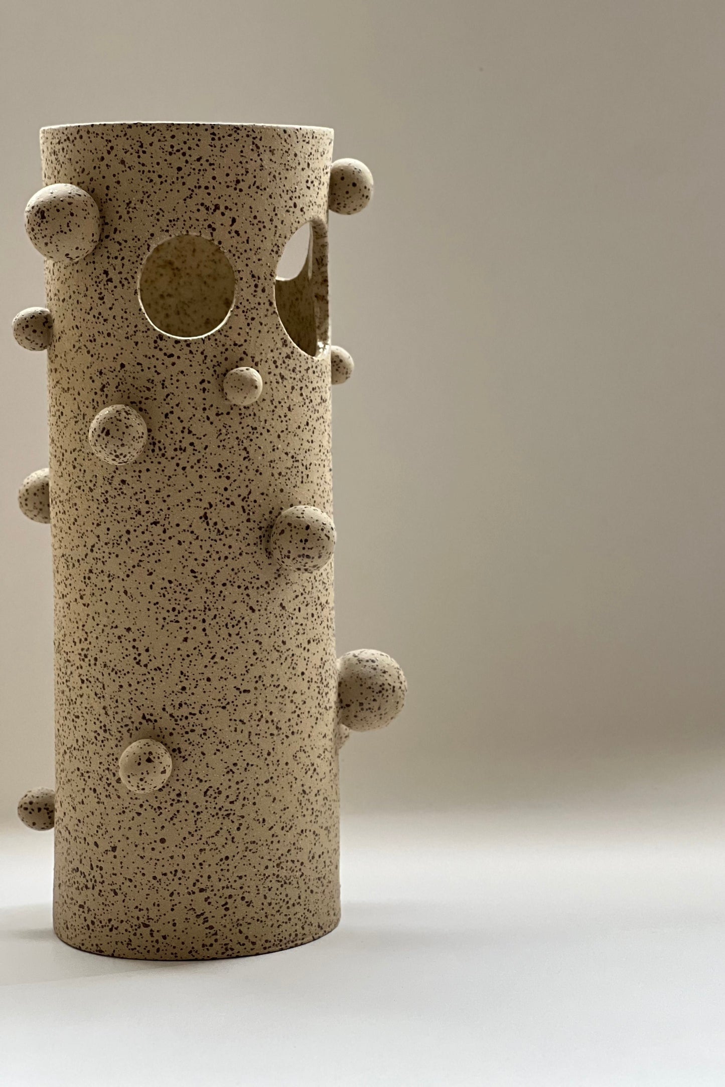 Large decorative ceramic vase styled with modern home decor