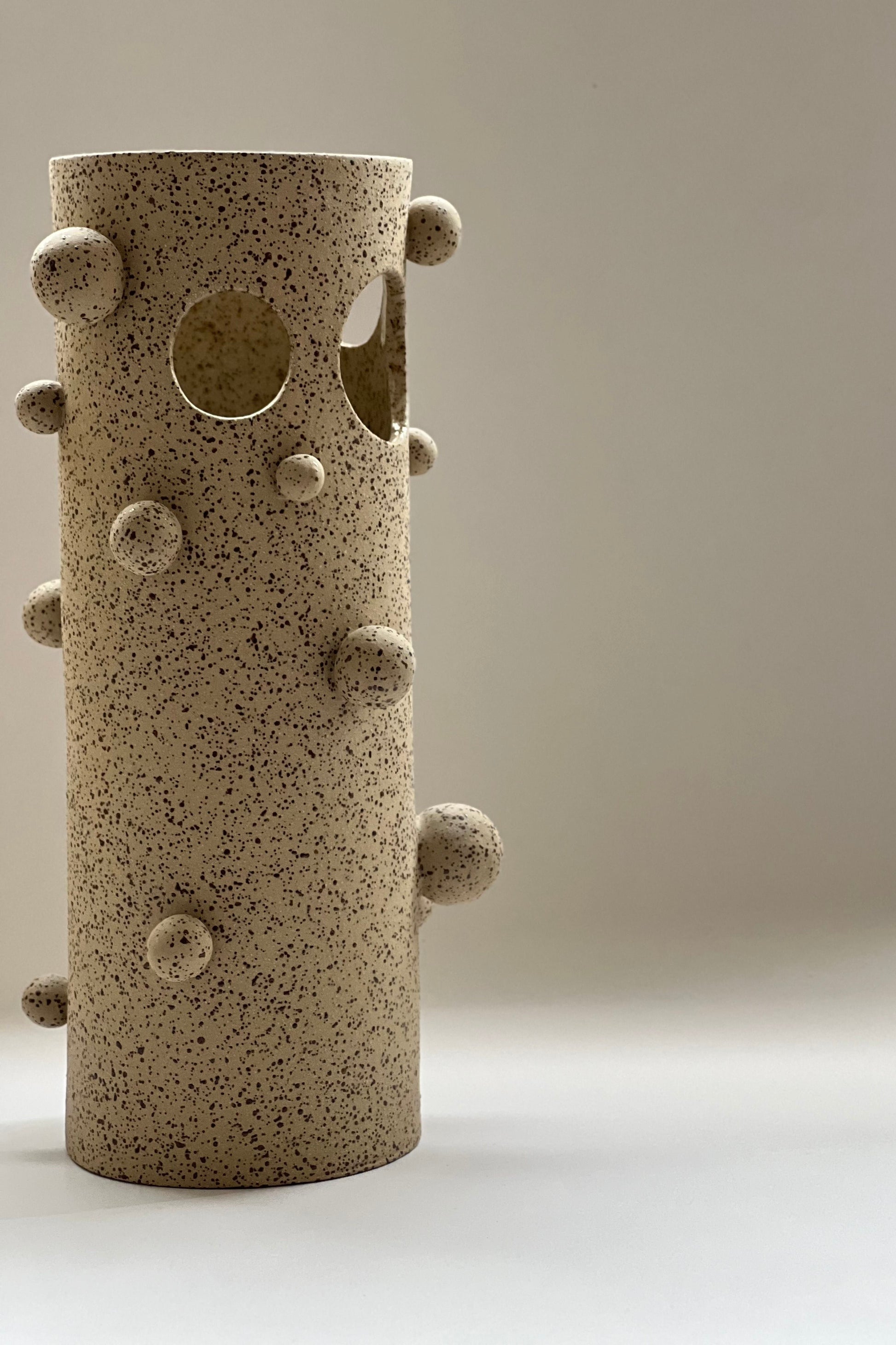 Large decorative ceramic vase styled with modern home decor
