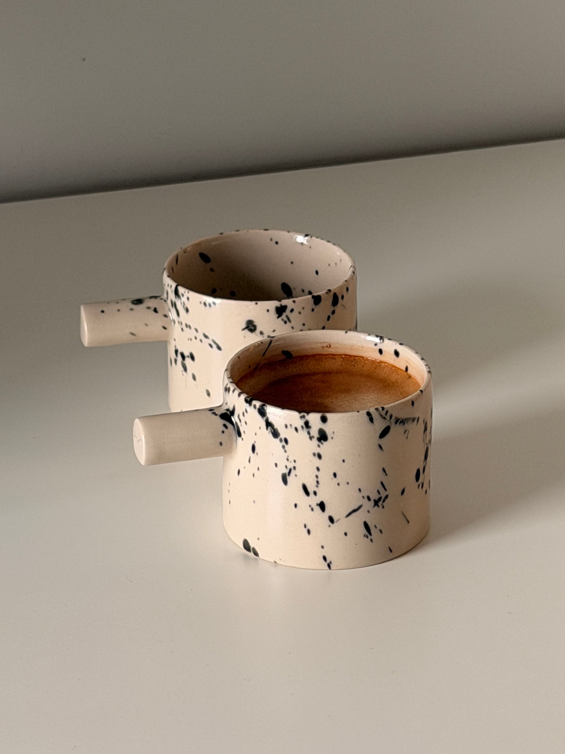 Doppiocotto handmade speckled espresso cup set crafted in London