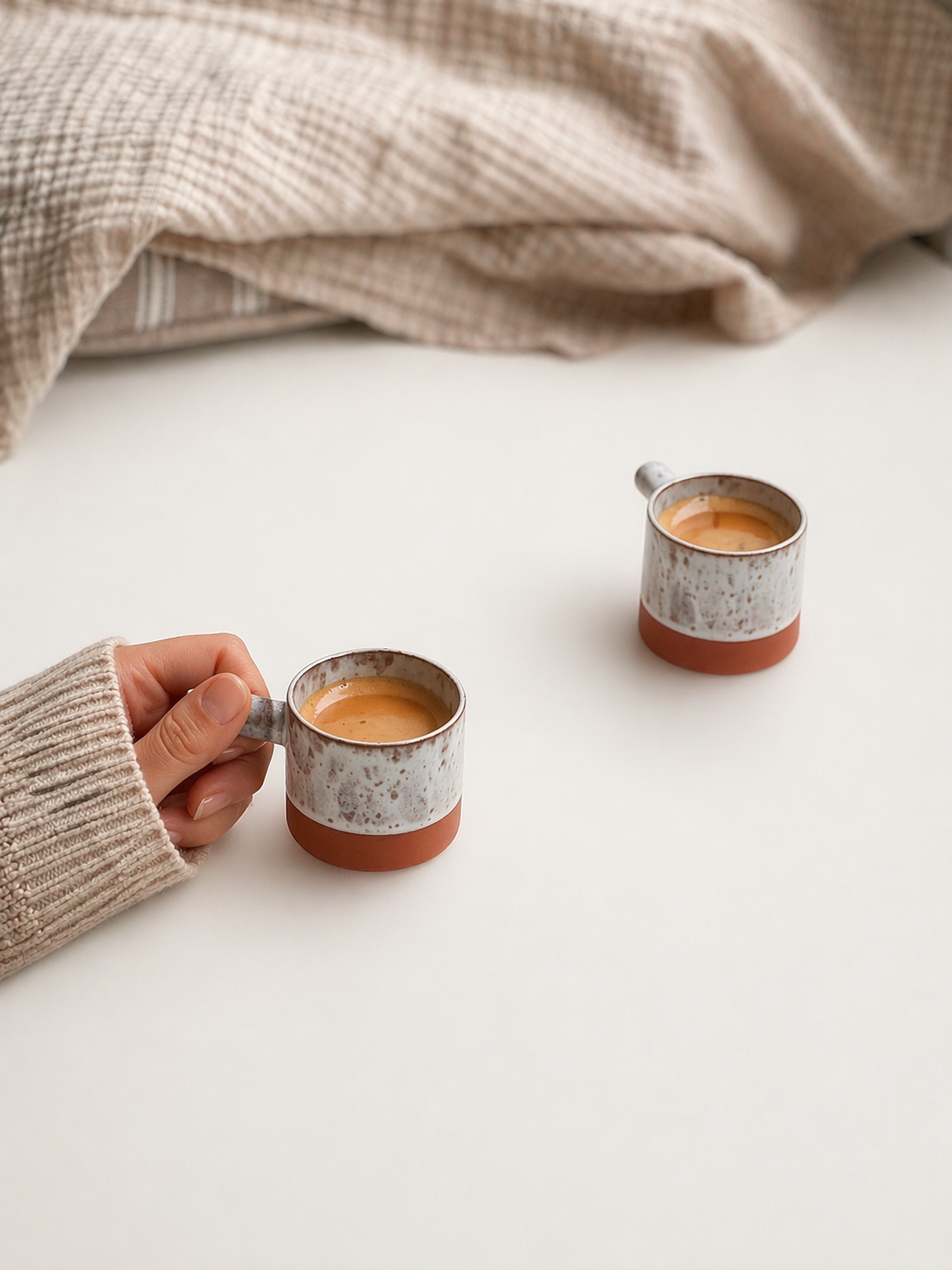 Terracotta with white glaze 60 ml espresso cup