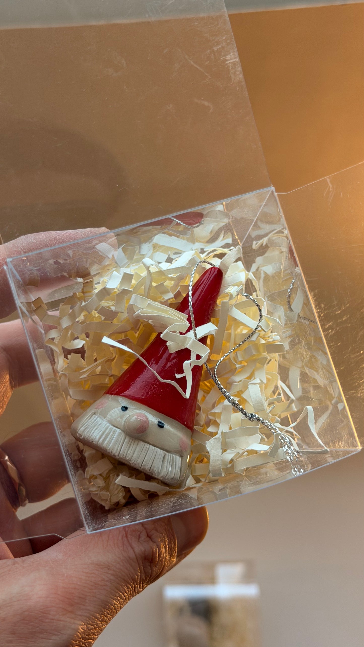 Nutcracker and Santa heads handmade with string for hanging on the Christmas tree