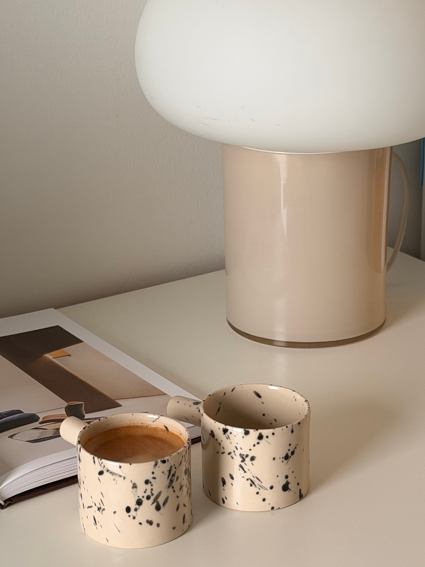 Handmade 4 oz ceramic espresso cup set of two with speckled glaze