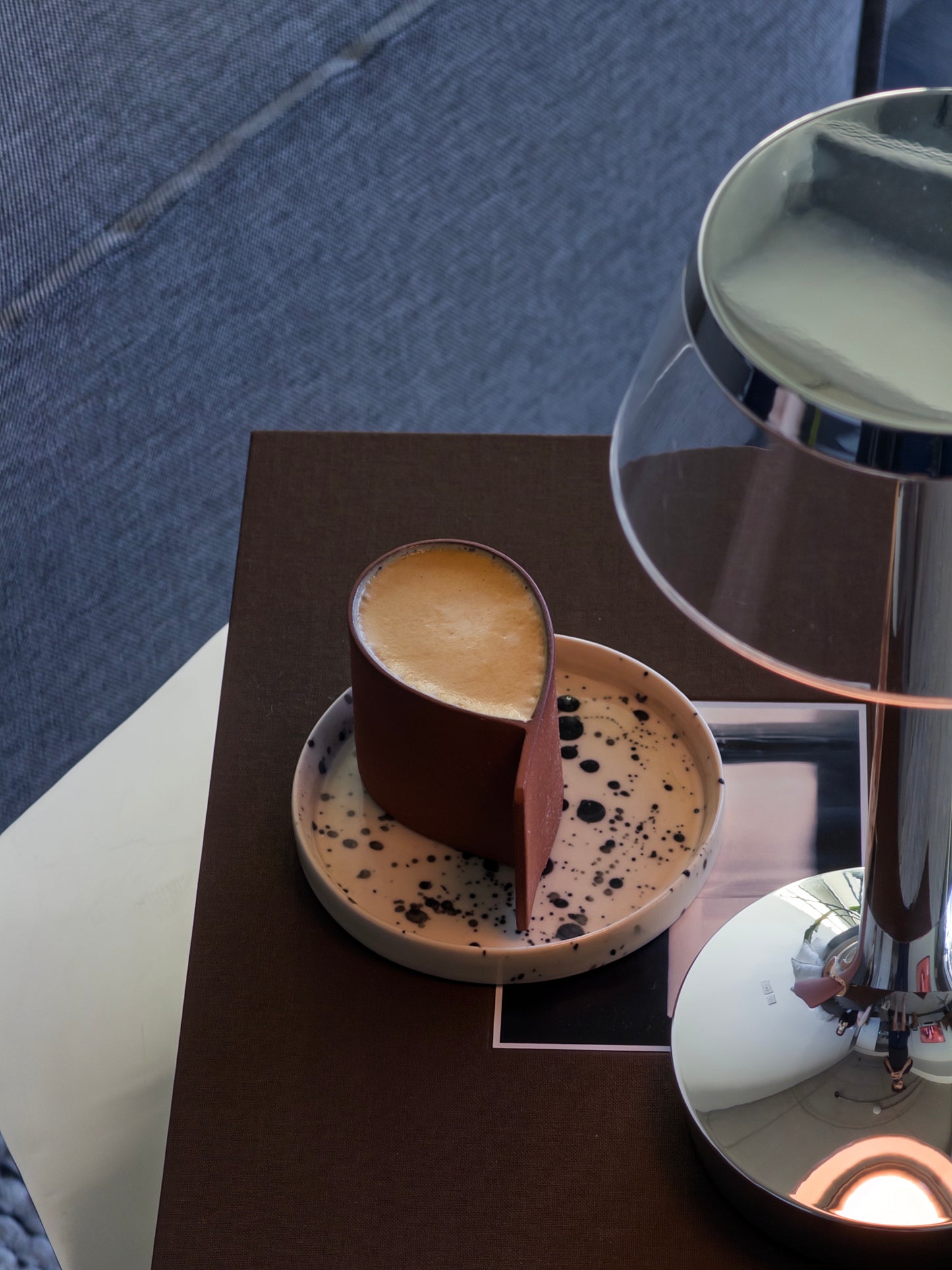 Handmade Terracotta Espresso Cup with Beige Saucer