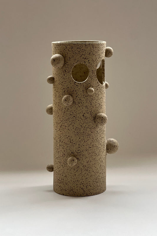 30 cm Large Handmade Brown Speckled Stoneware Vase