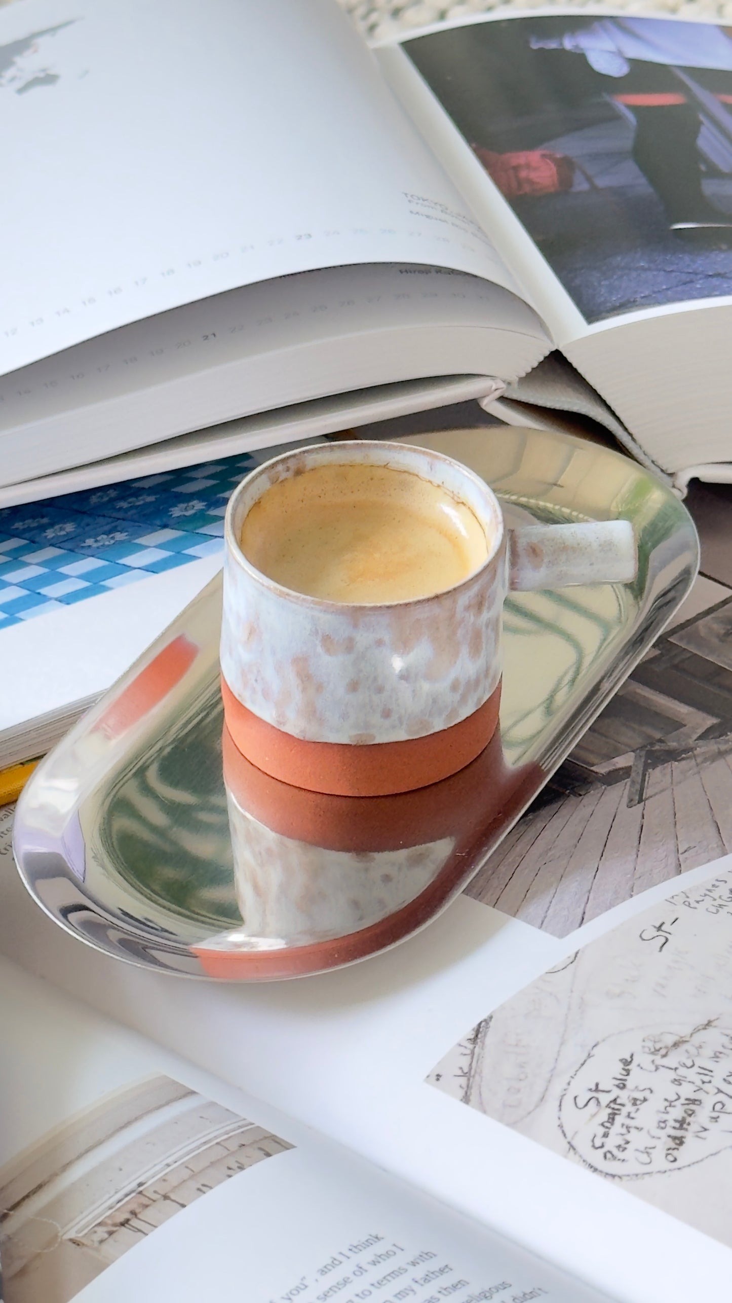 Terracotta with white glaze 60 ml espresso cup