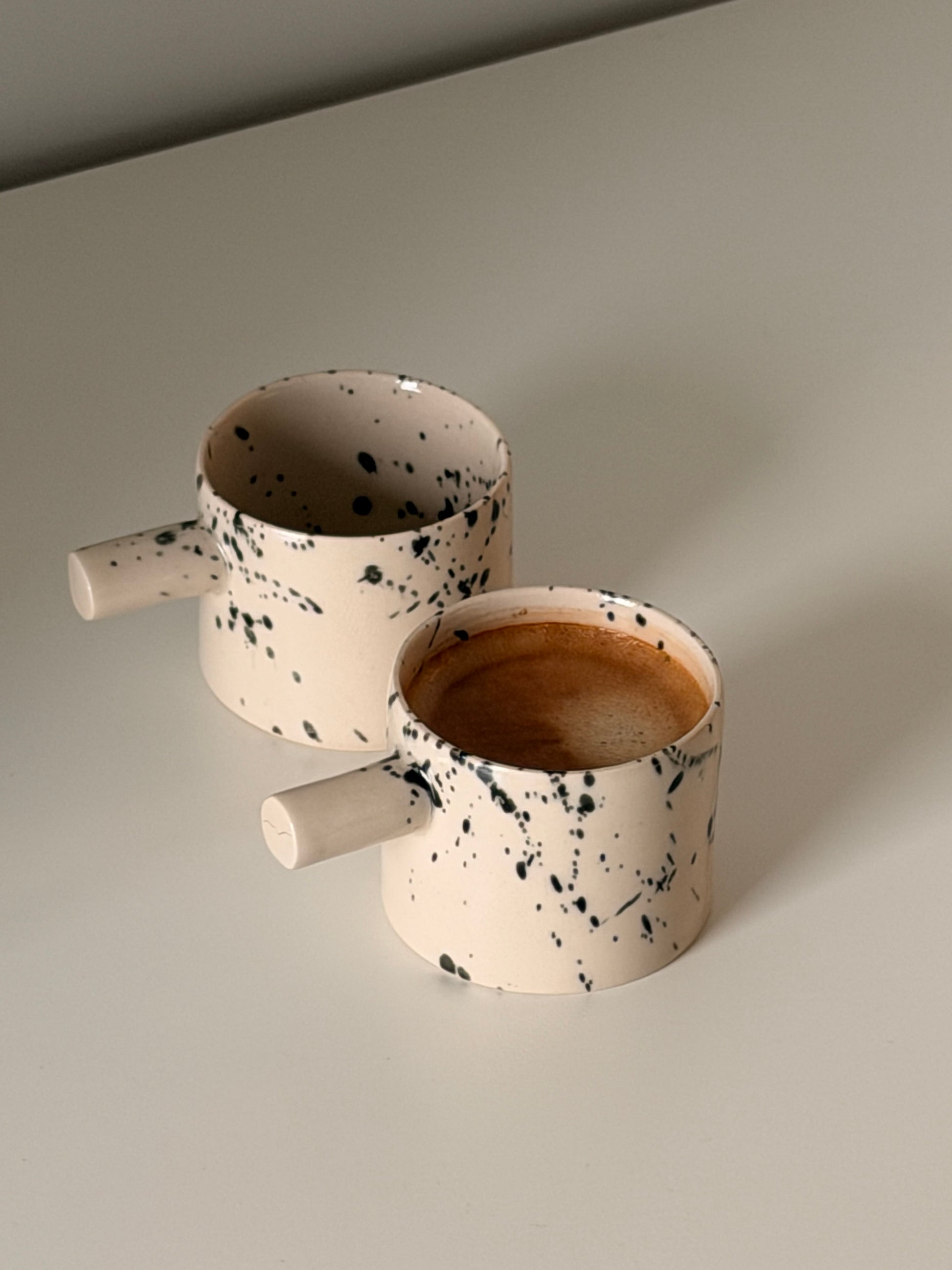 Modern stoneware espresso cup pair for everyday use