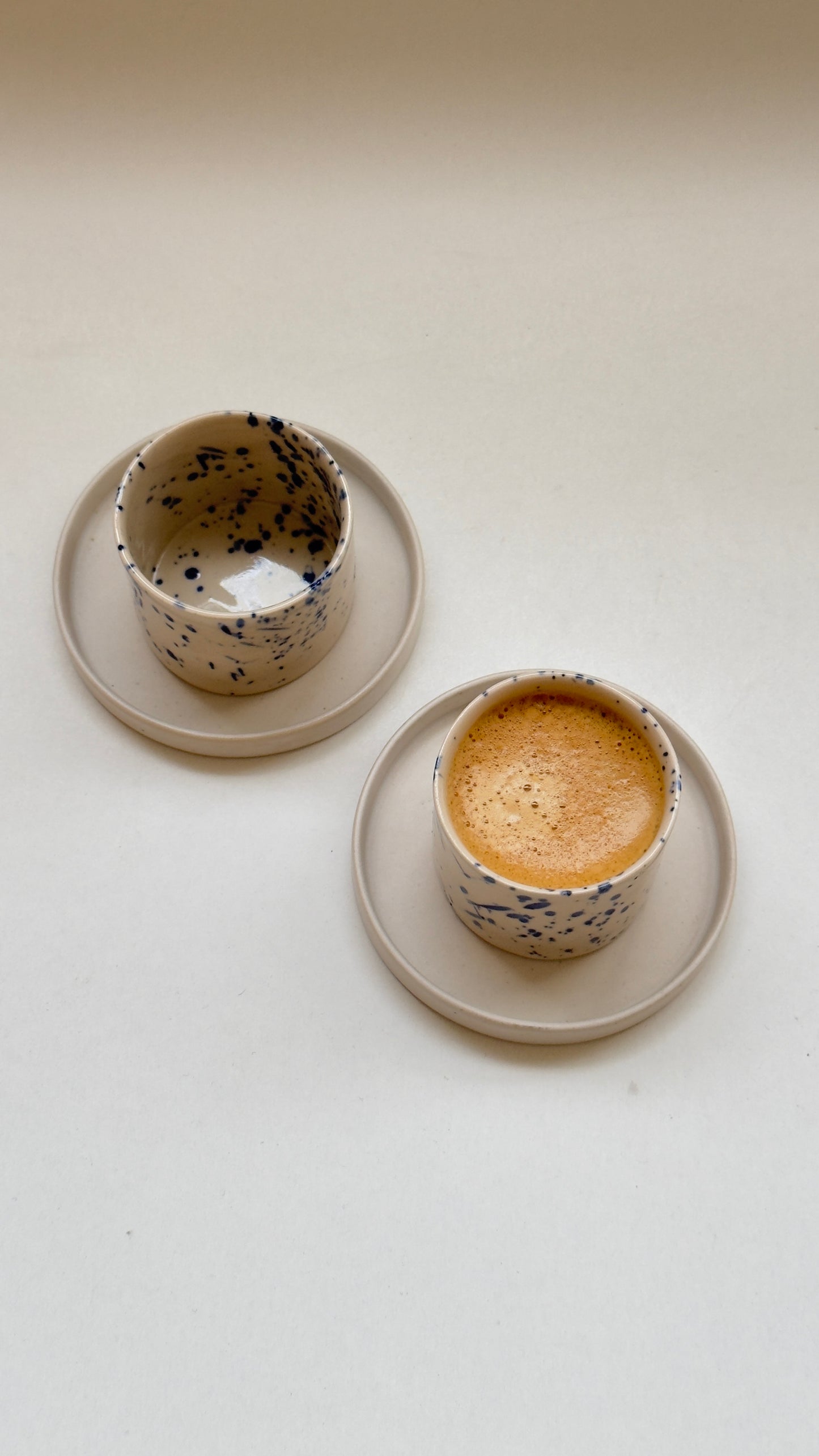 Small batch stoneware espresso cup and saucer handcrafted in London