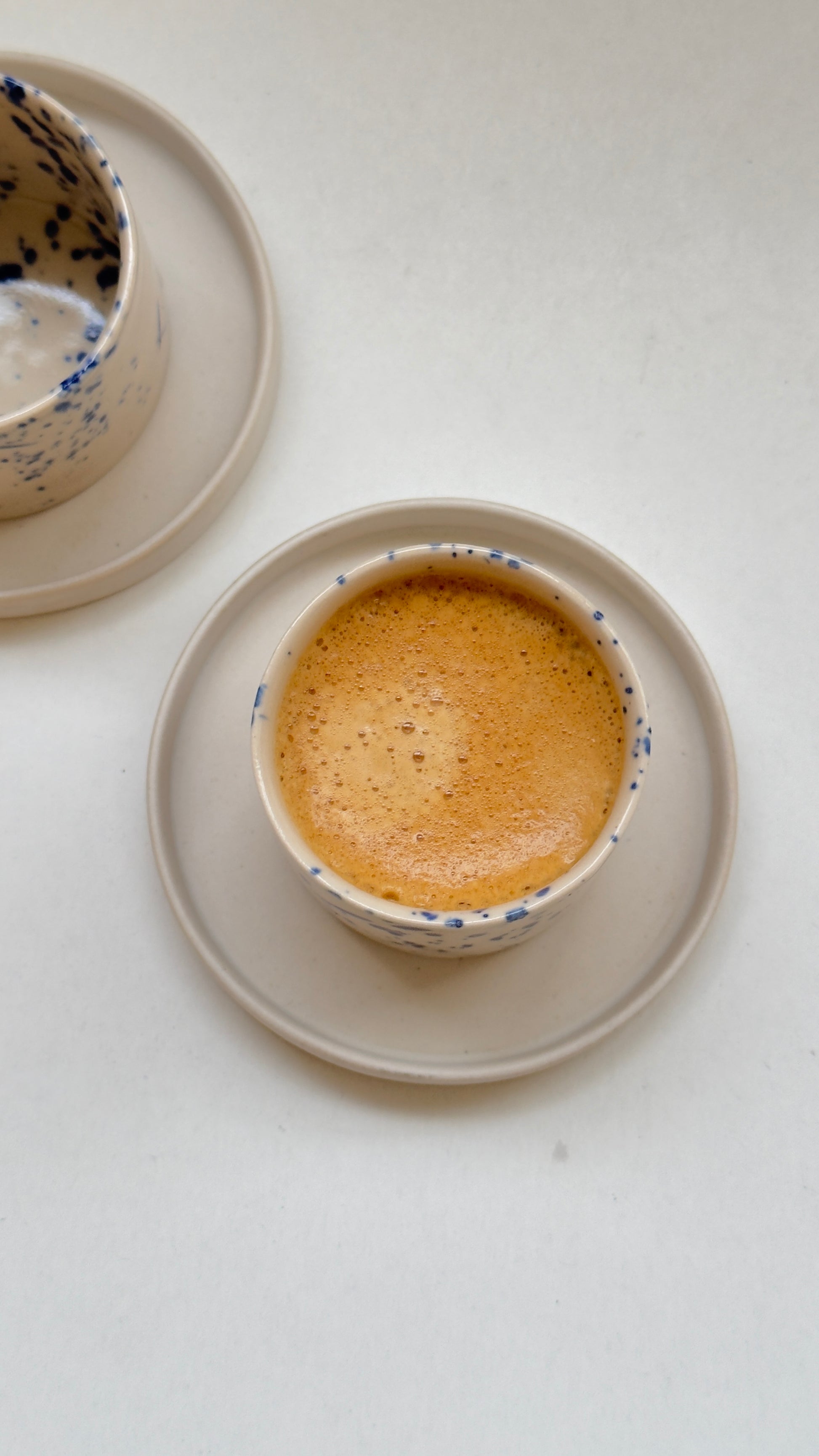 Speckled ceramic espresso cup and saucer set for espresso lovers