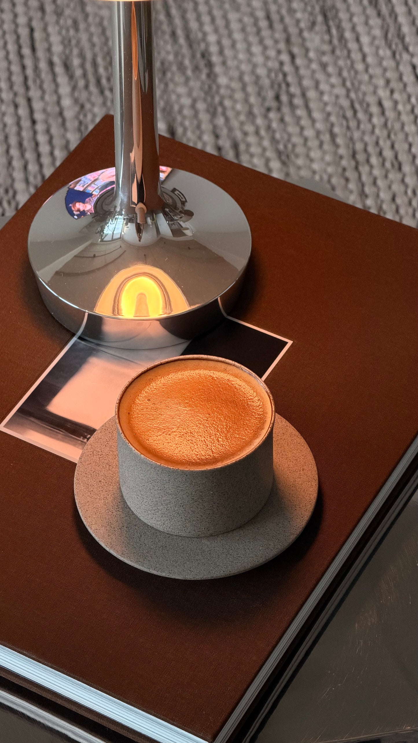 Handmade stoneware espresso cup and saucer crafted in London