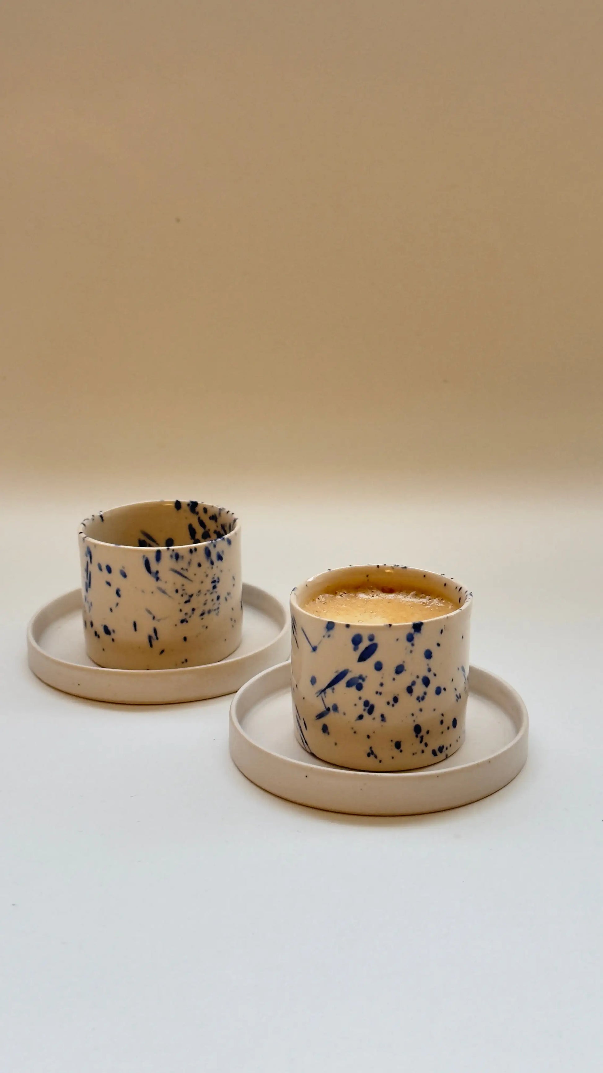 Handmade stoneware espresso cup and saucer crafted in London