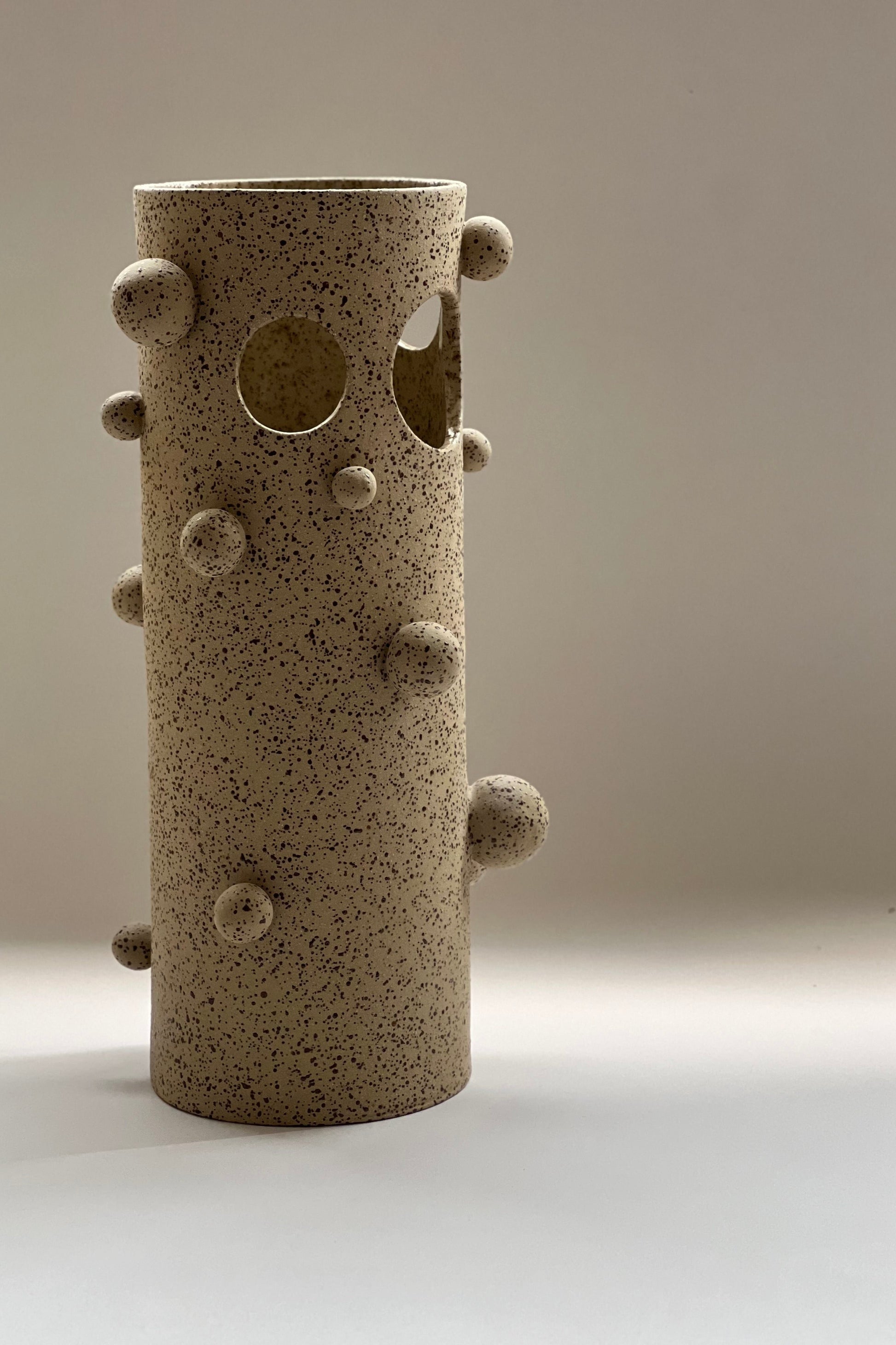 Wabi sabi inspired handmade stoneware vase with natural texture