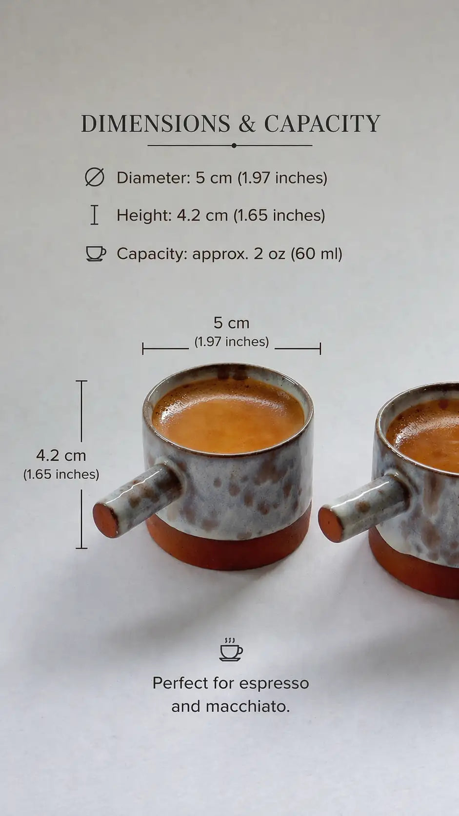 Terracotta coffee cup with minimalist white glazed surface