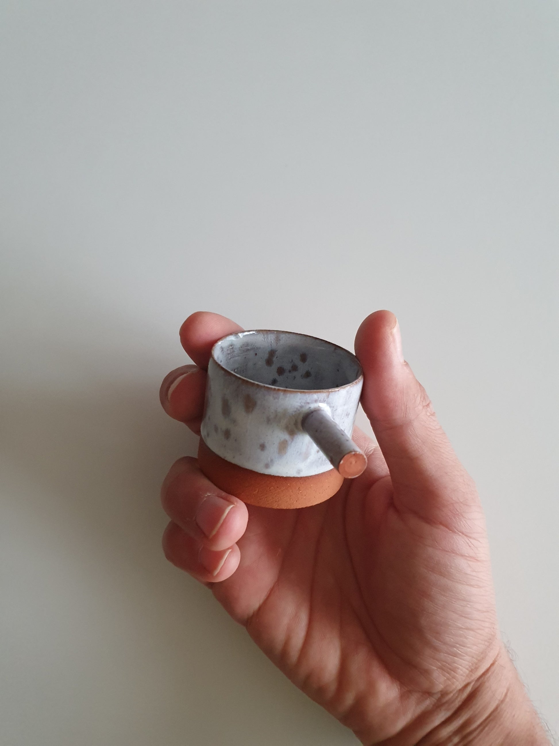 2 Oz / 8 Oz Terracotta Espresso Cup, Stoneware Blue Speckled Glaze